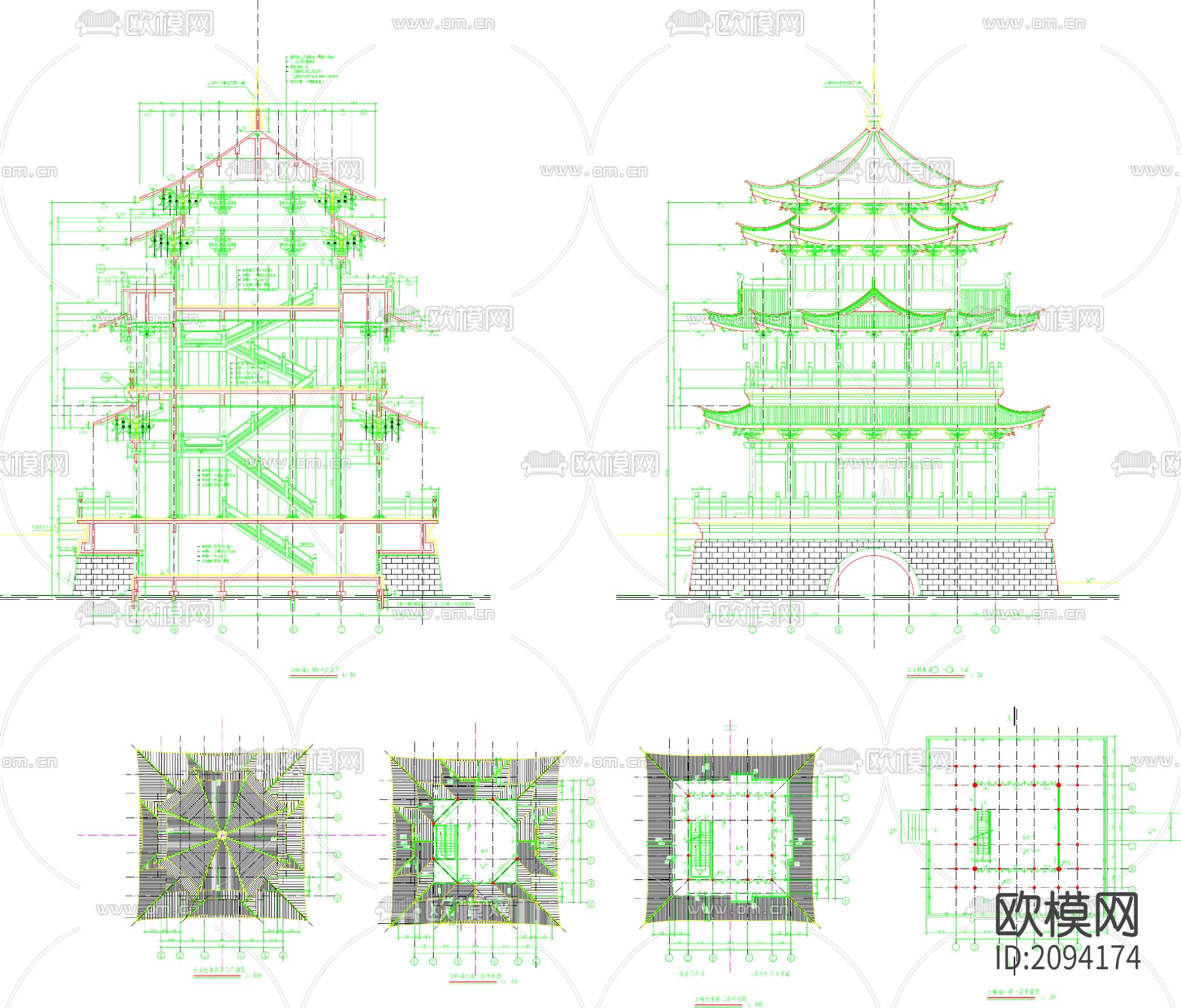 云峰烟水阁CAD施工图下载