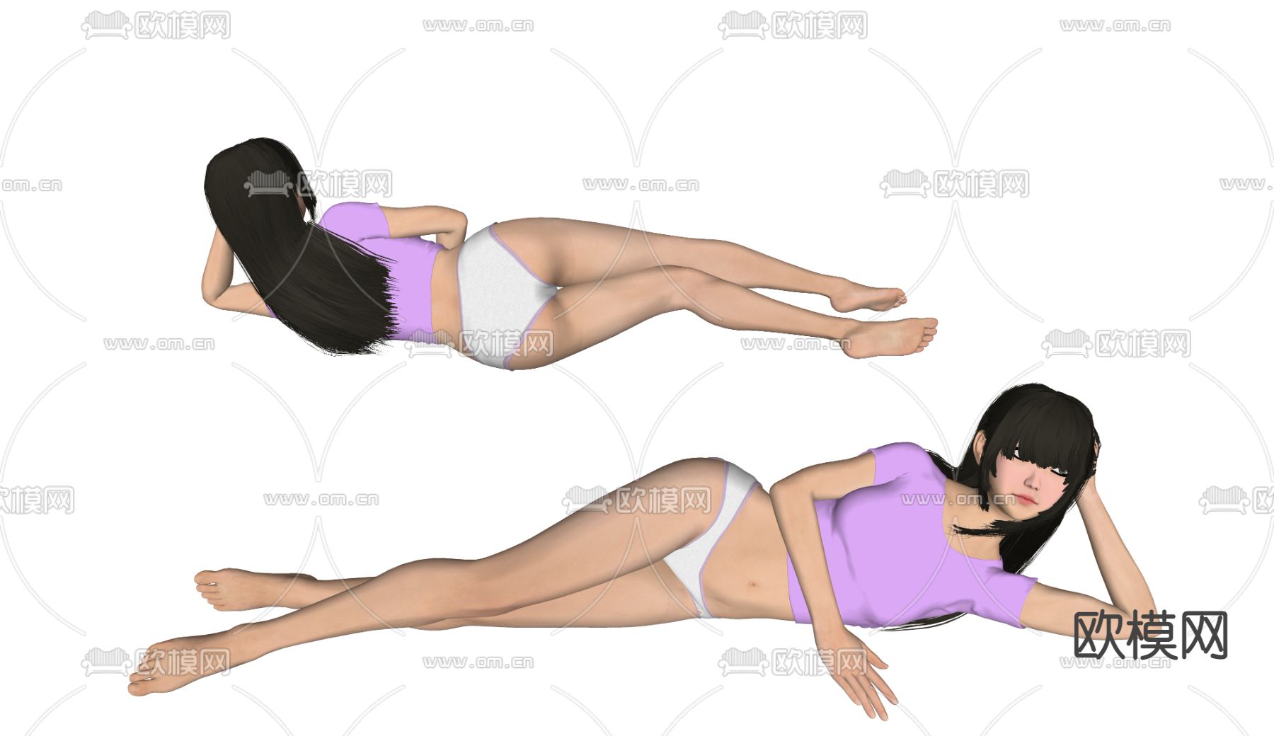 现代美女人物su模型下载（渲染图2）