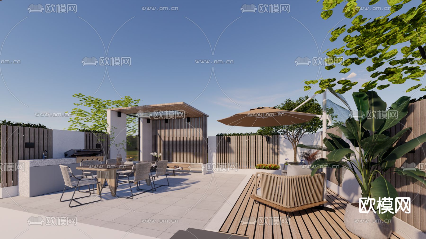 现代花园su模型下载（渲染图3）