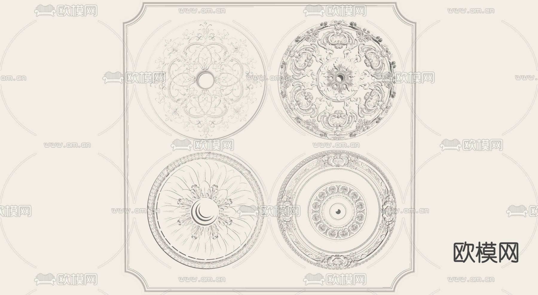 欧式石膏雕花su模型下载（渲染图2）