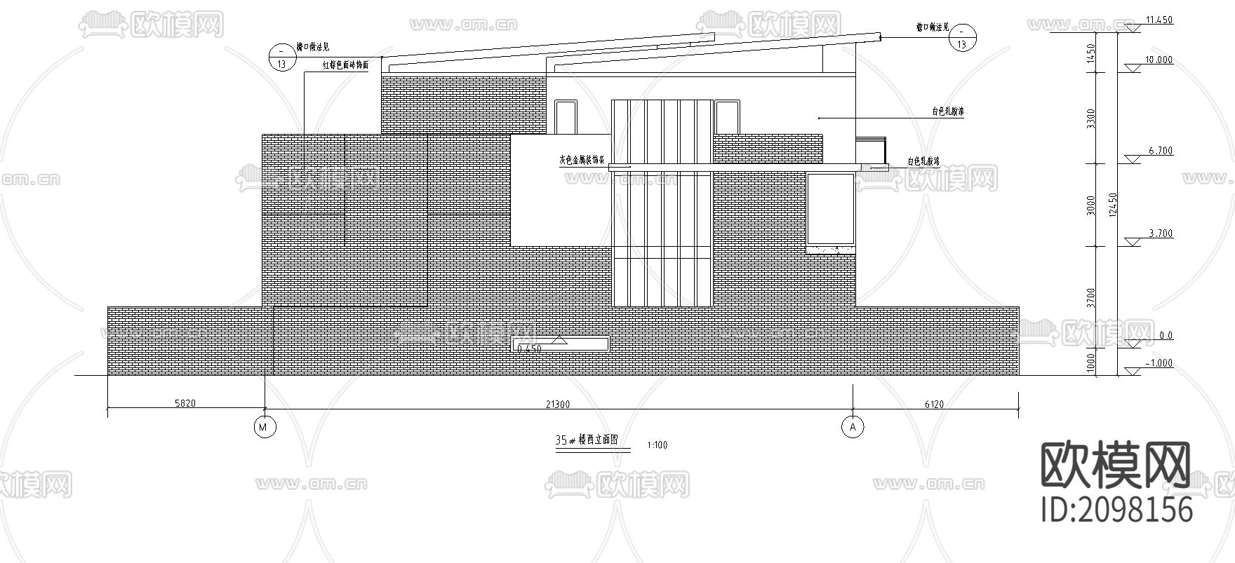 联排别墅CAD施工图下载（渲染图3）