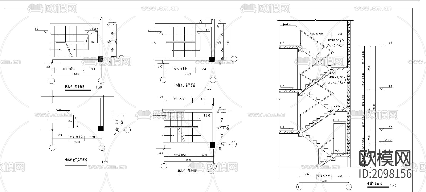 联排别墅CAD施工图下载（渲染图2）