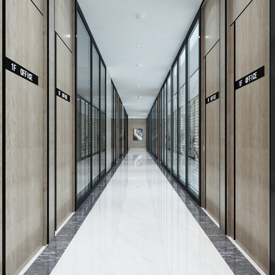  现代公司过道su模型 