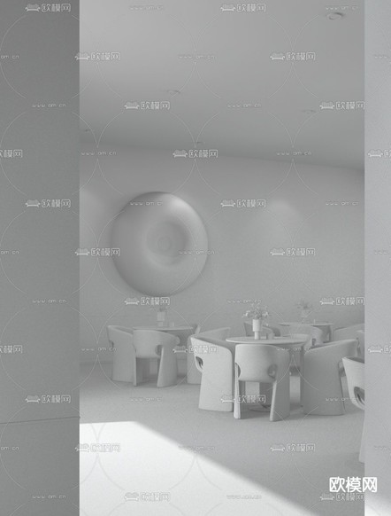HWCD设计 现代售楼处洽谈区3d模型下载(渲染图2)