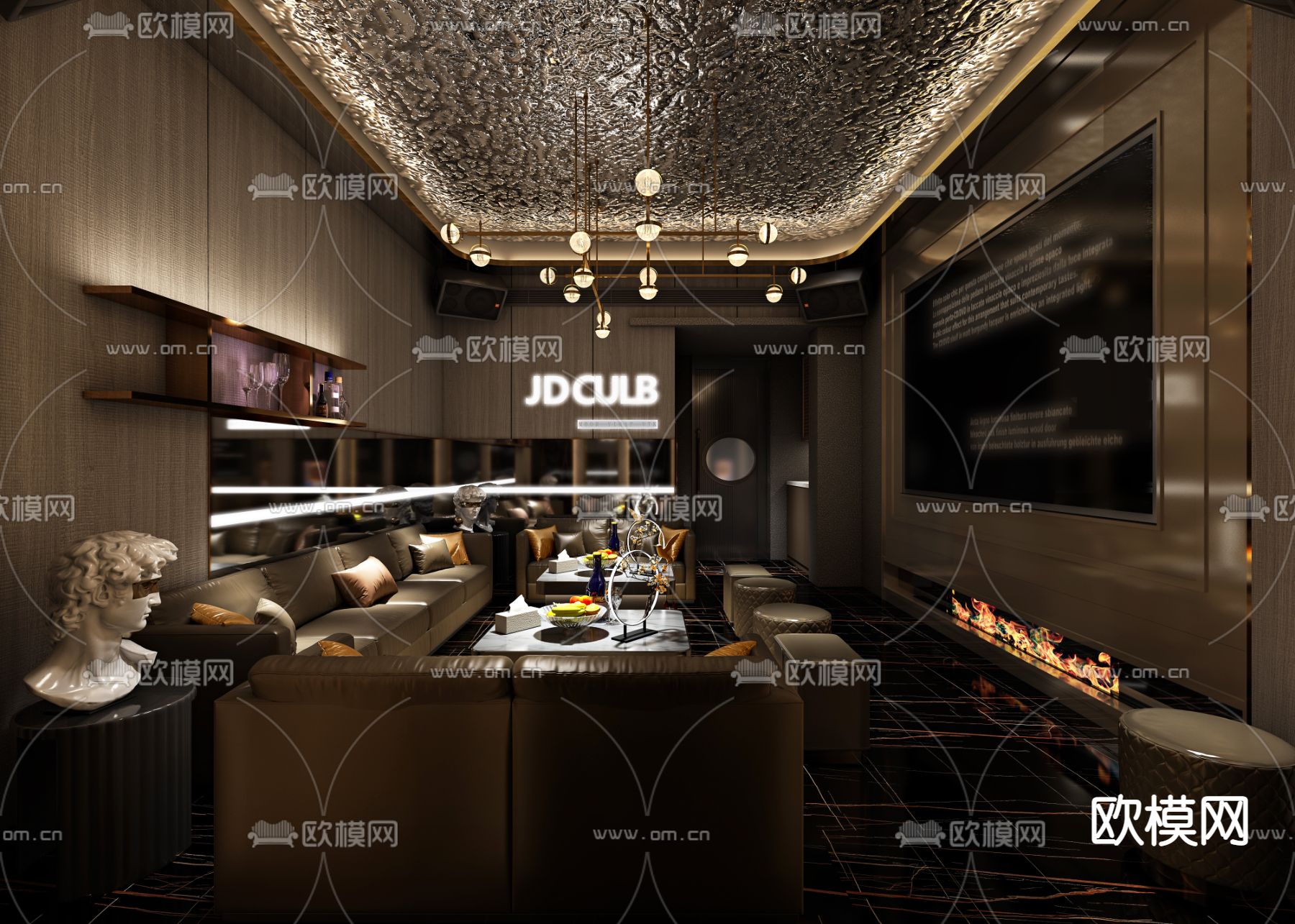 现代轻奢KTV包间3d模型下载