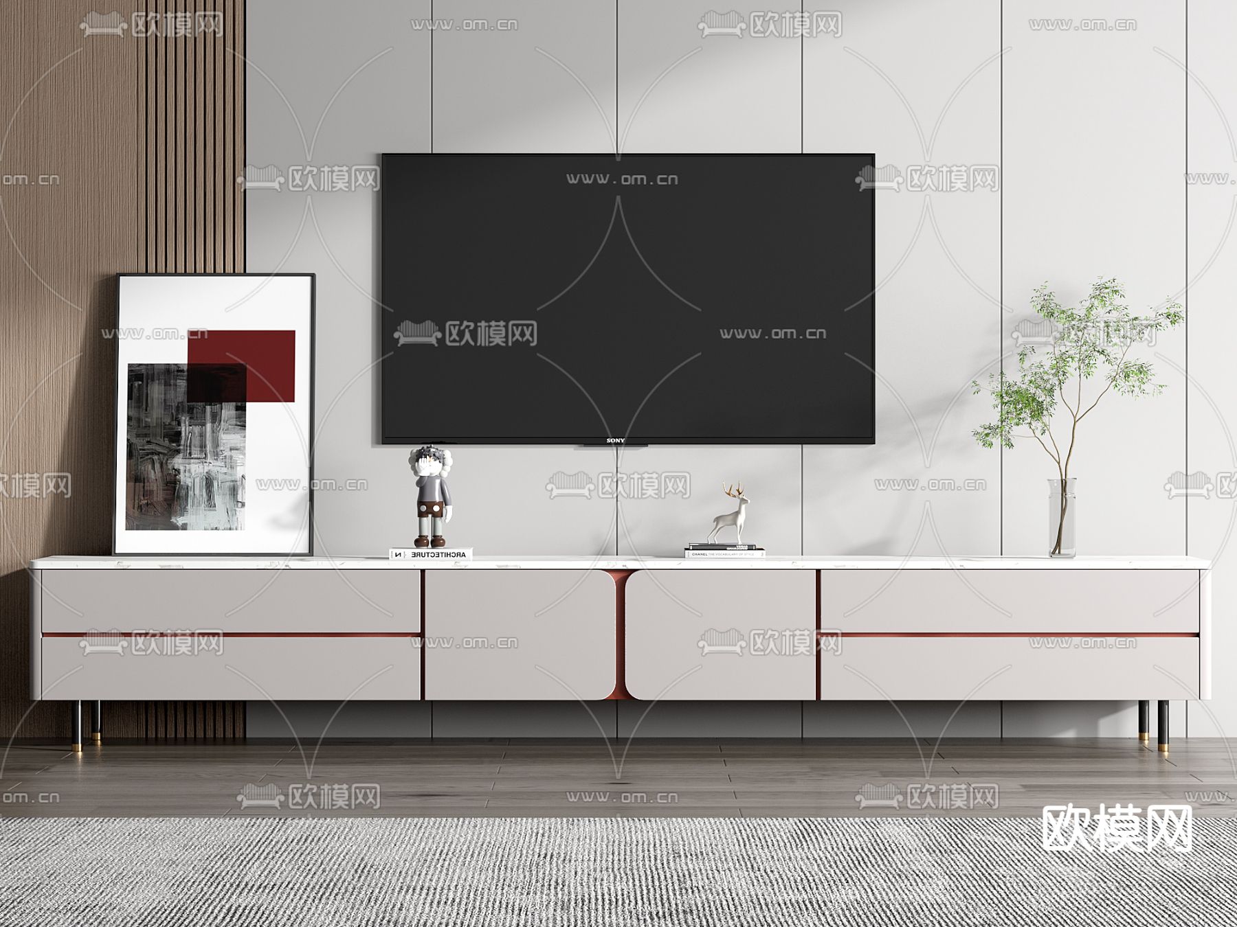 现代电视柜3d模型下载