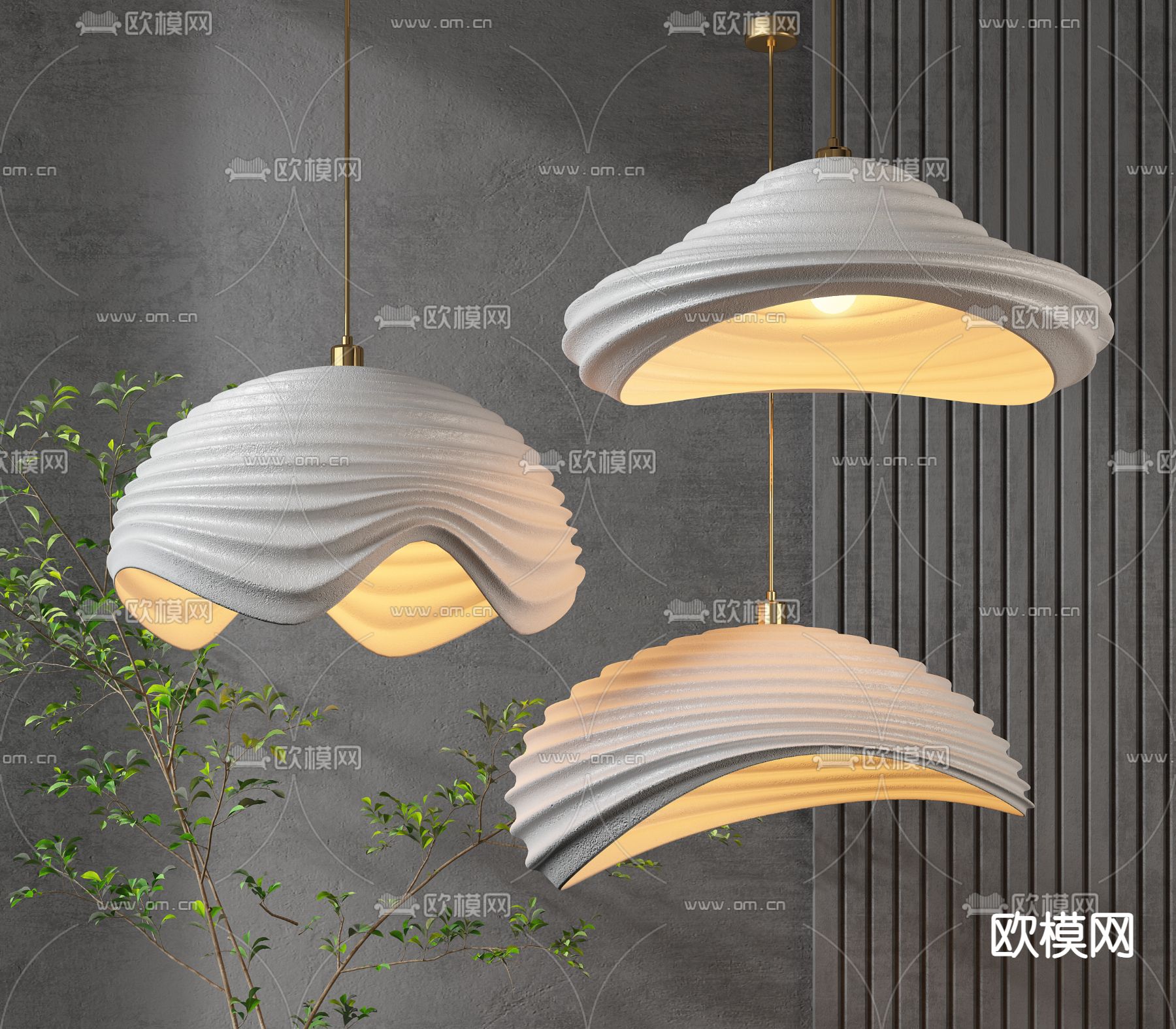 侘寂风水泥吊灯3d模型下载