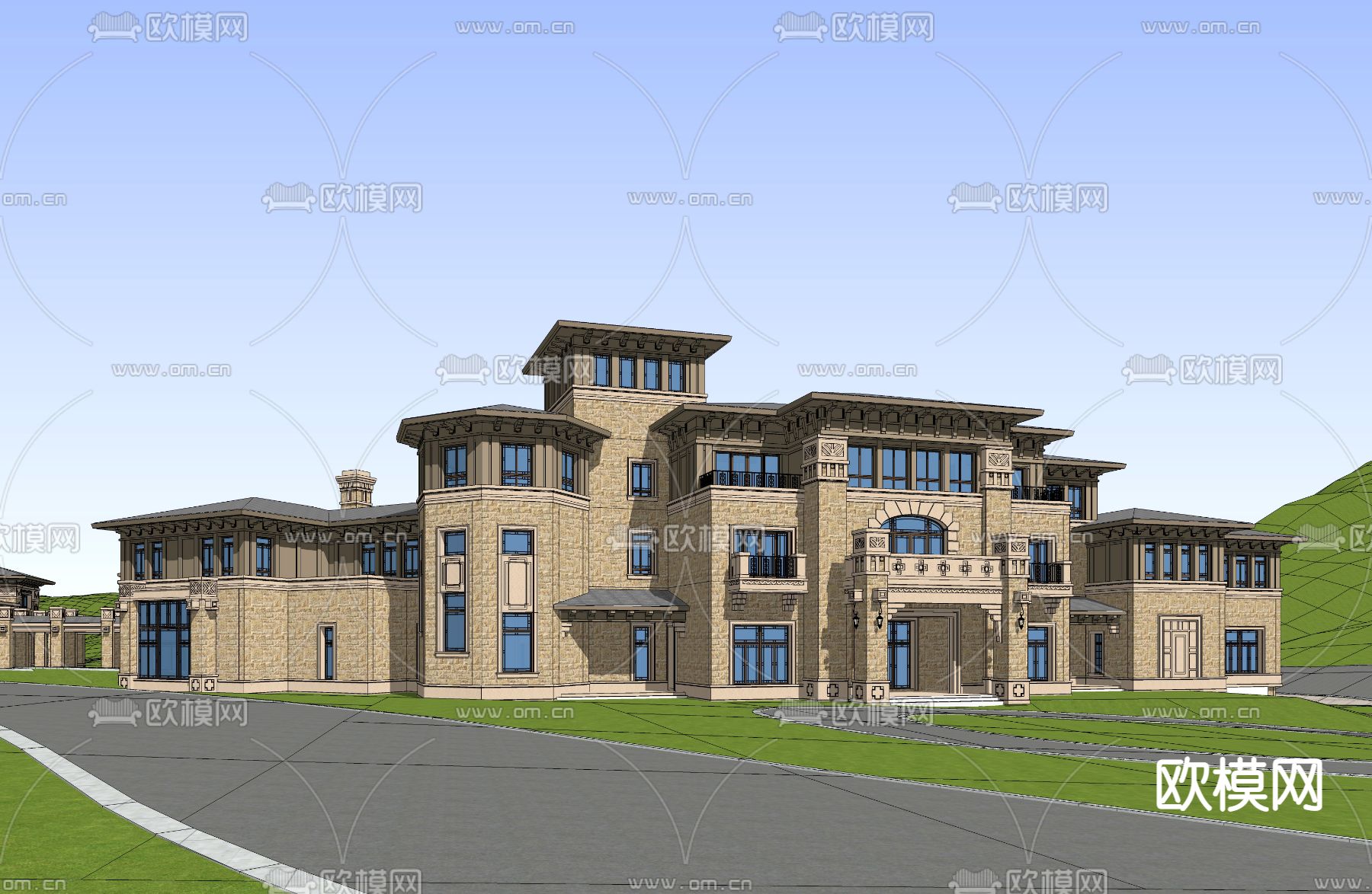 简欧会所su模型下载（渲染图2）