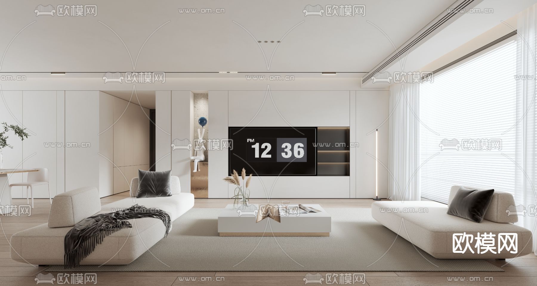 现代极简客厅3d模型