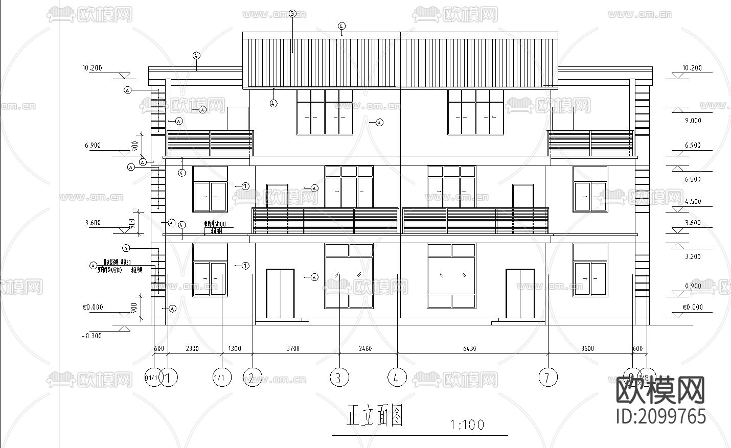 两套别墅CAD施工图图下载（渲染图3）