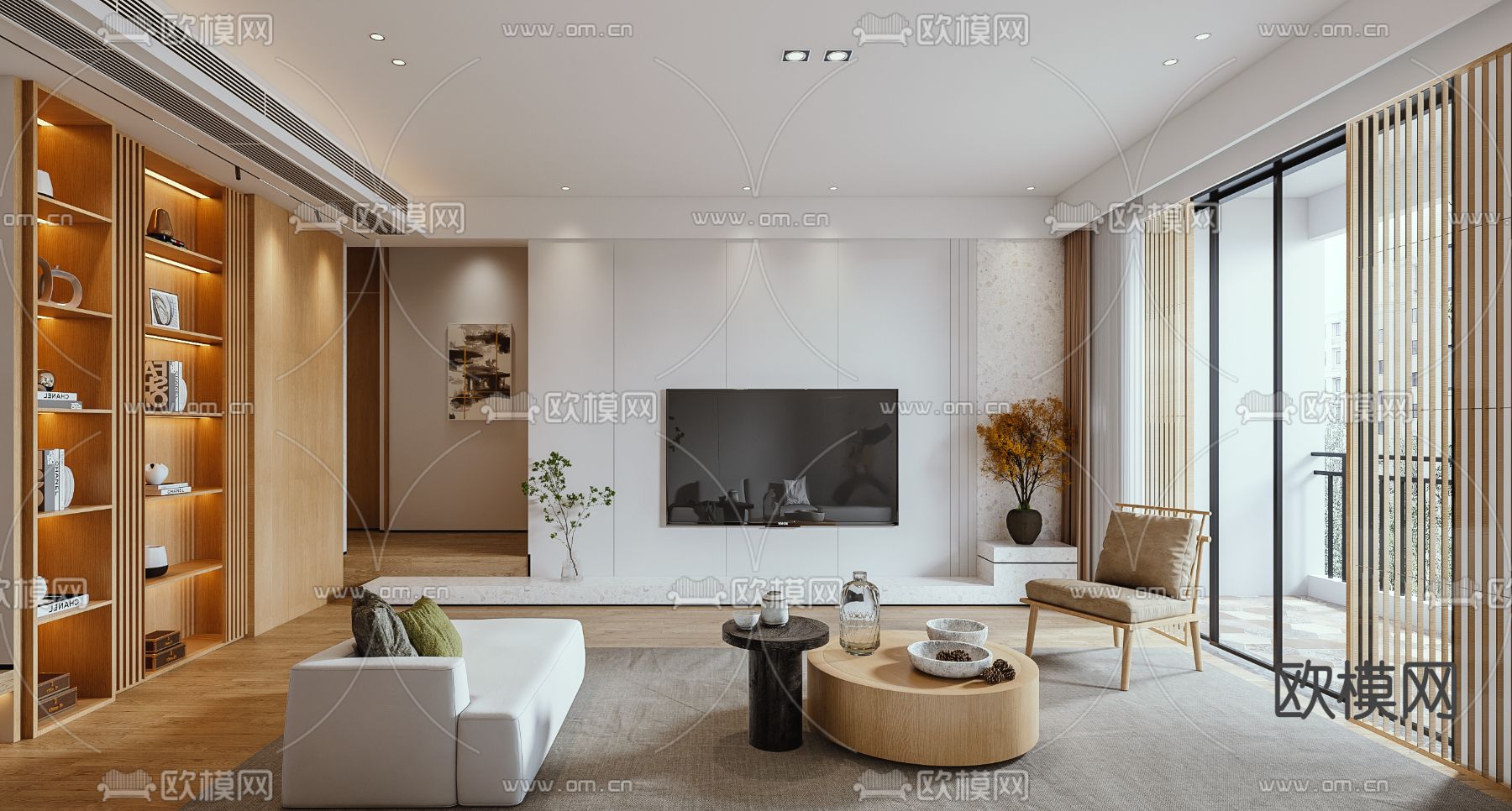 日式客厅餐厅3d模型下载（渲染图6）