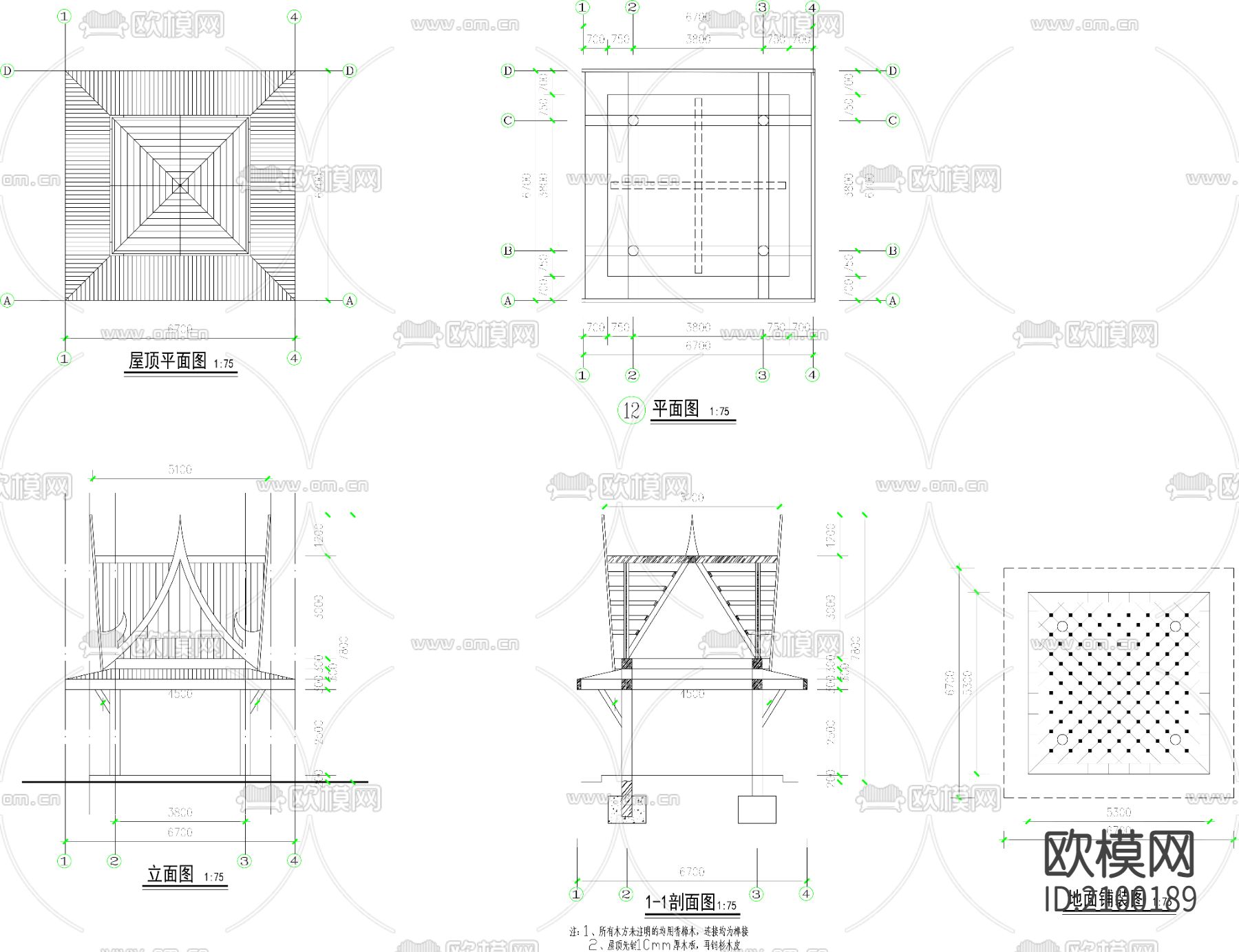 泰式门楼CAD施工图下载