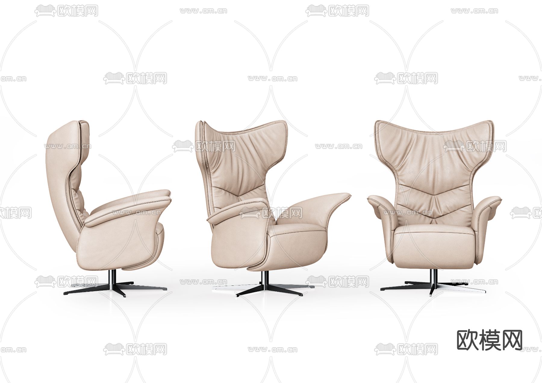 现代皮革办公椅3d模型下载（渲染图2）