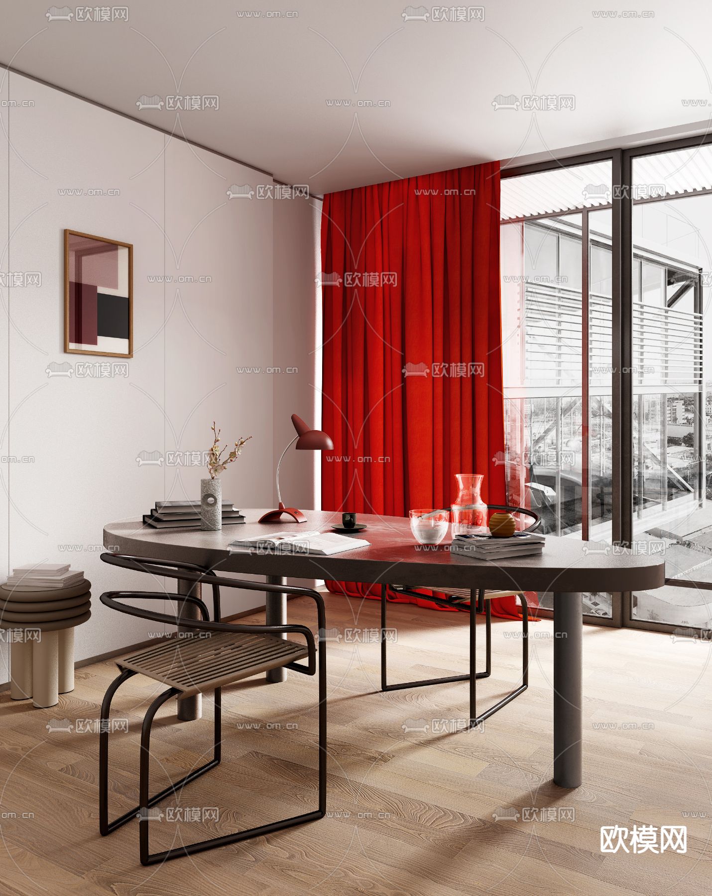 北欧书房su模型下载（渲染图1）