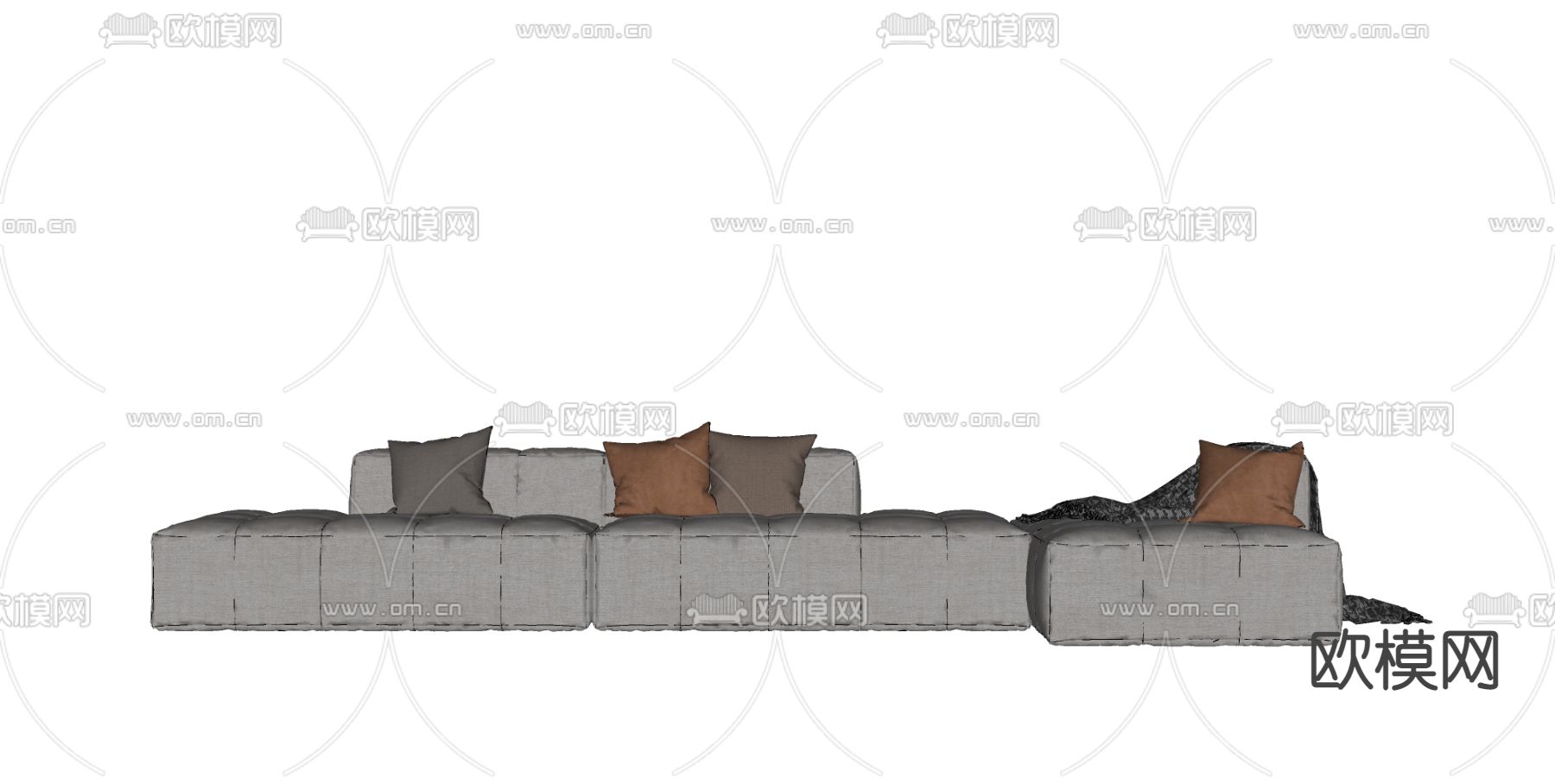 现代布艺转角沙发su模型下载（渲染图3）