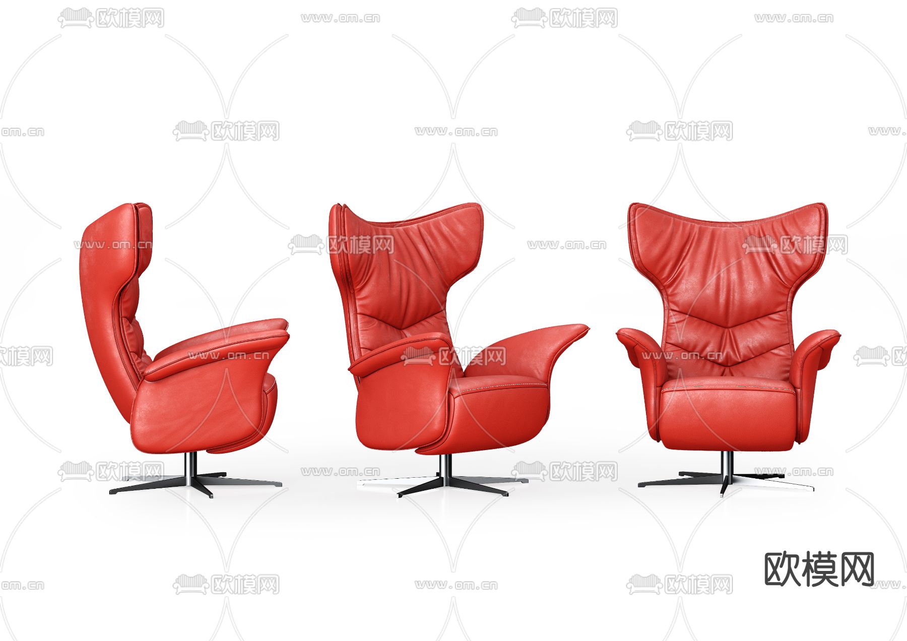 现代皮革办公椅3d模型下载（渲染图5）