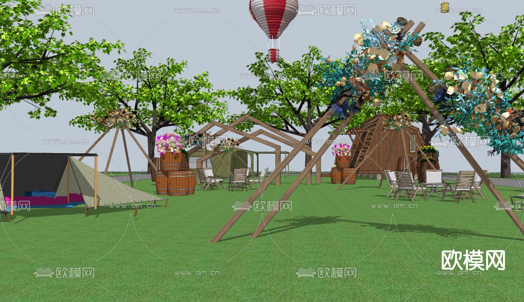 现代露营烧烤营地su模型下载（渲染图3）