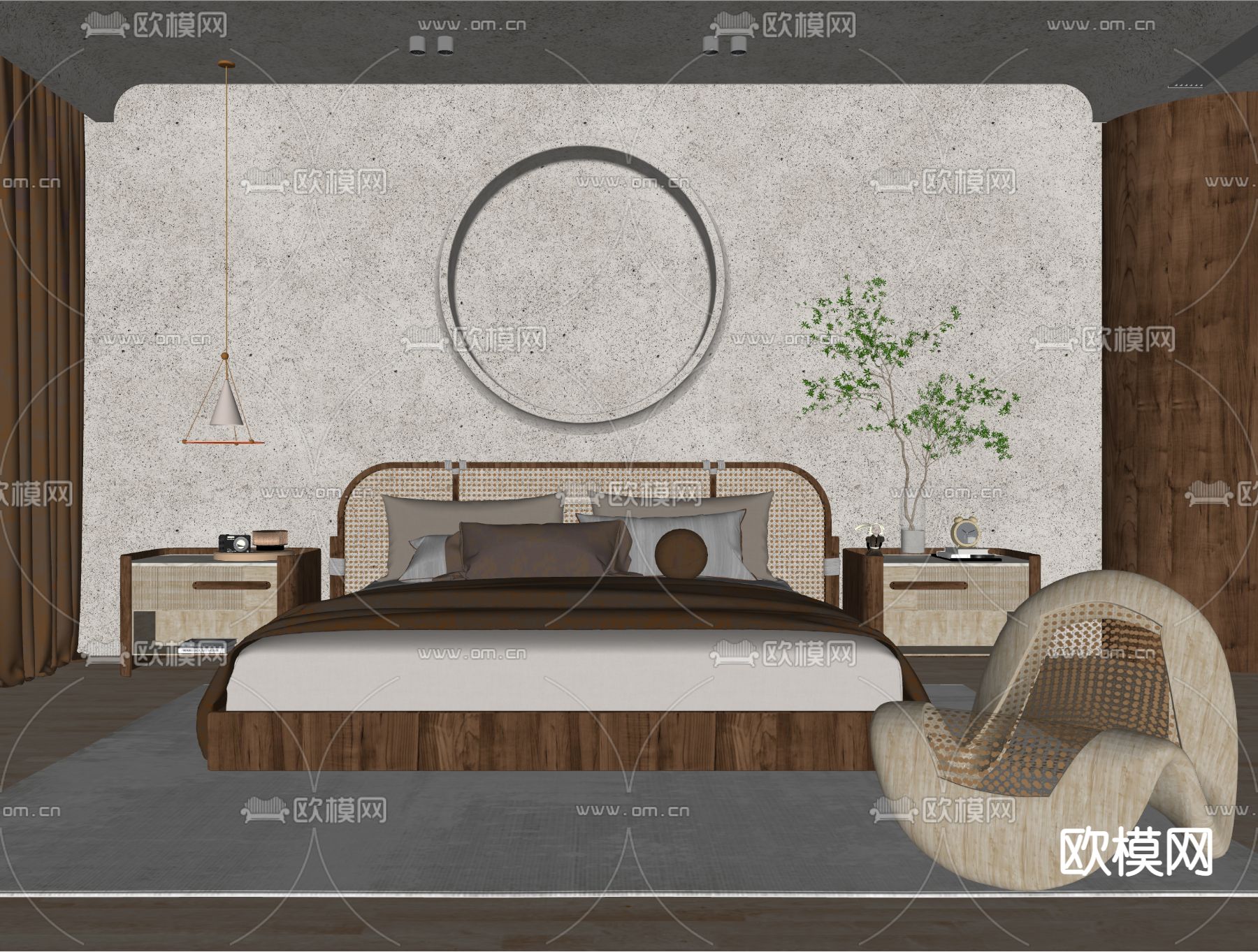 侘寂卧室su模型下载（渲染图2）