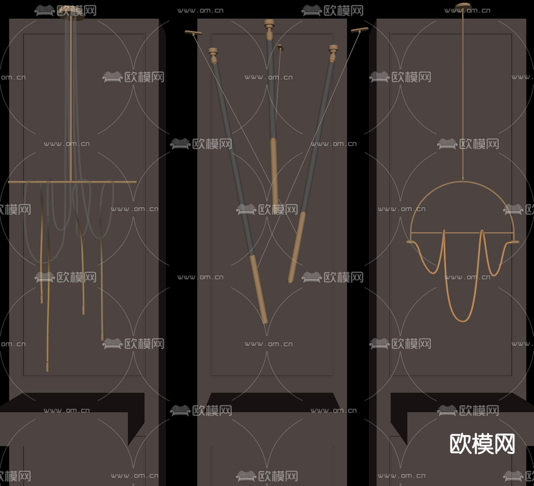 现代床头轻奢吊灯su模型下载（渲染图2）