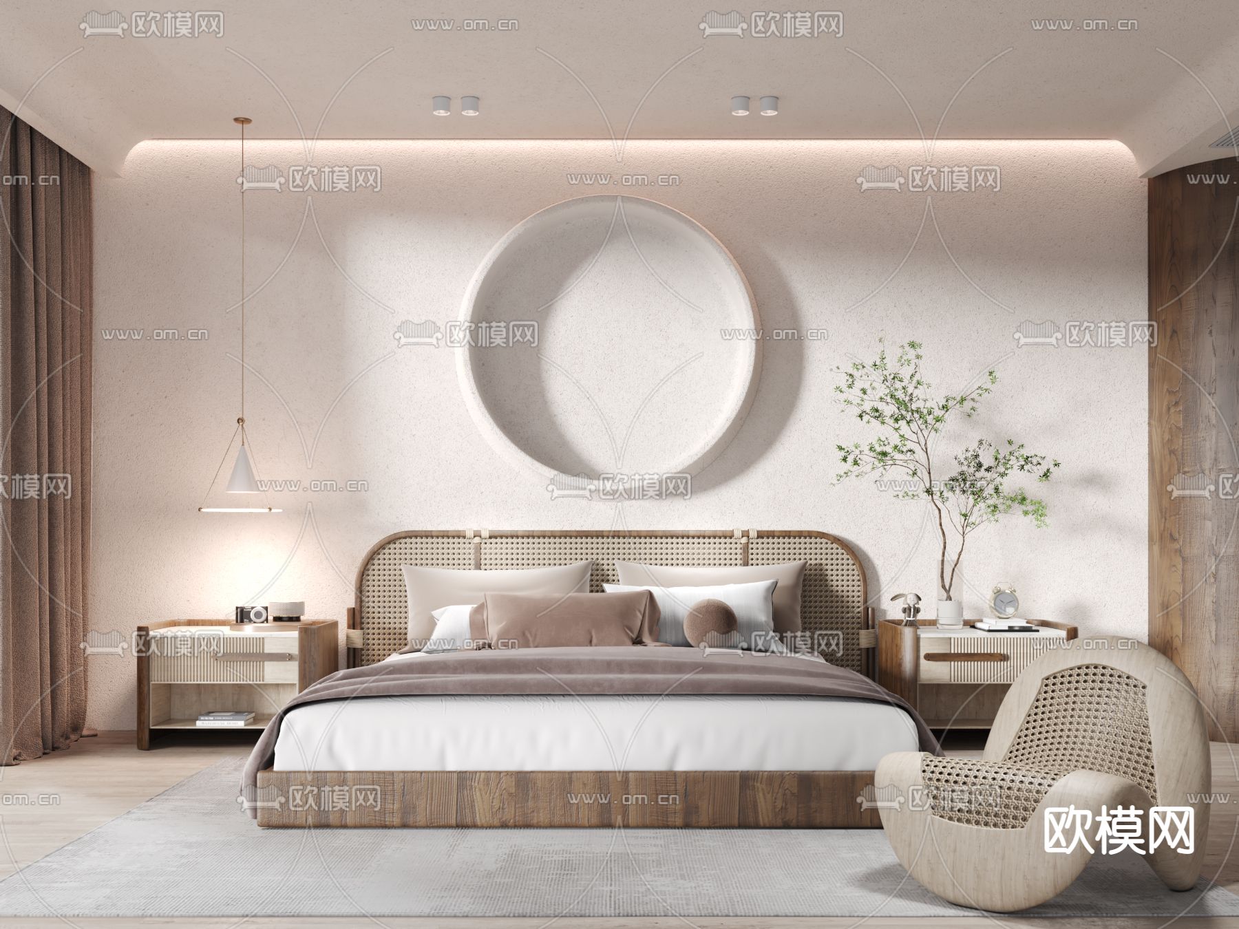 侘寂卧室su模型下载（渲染图1）