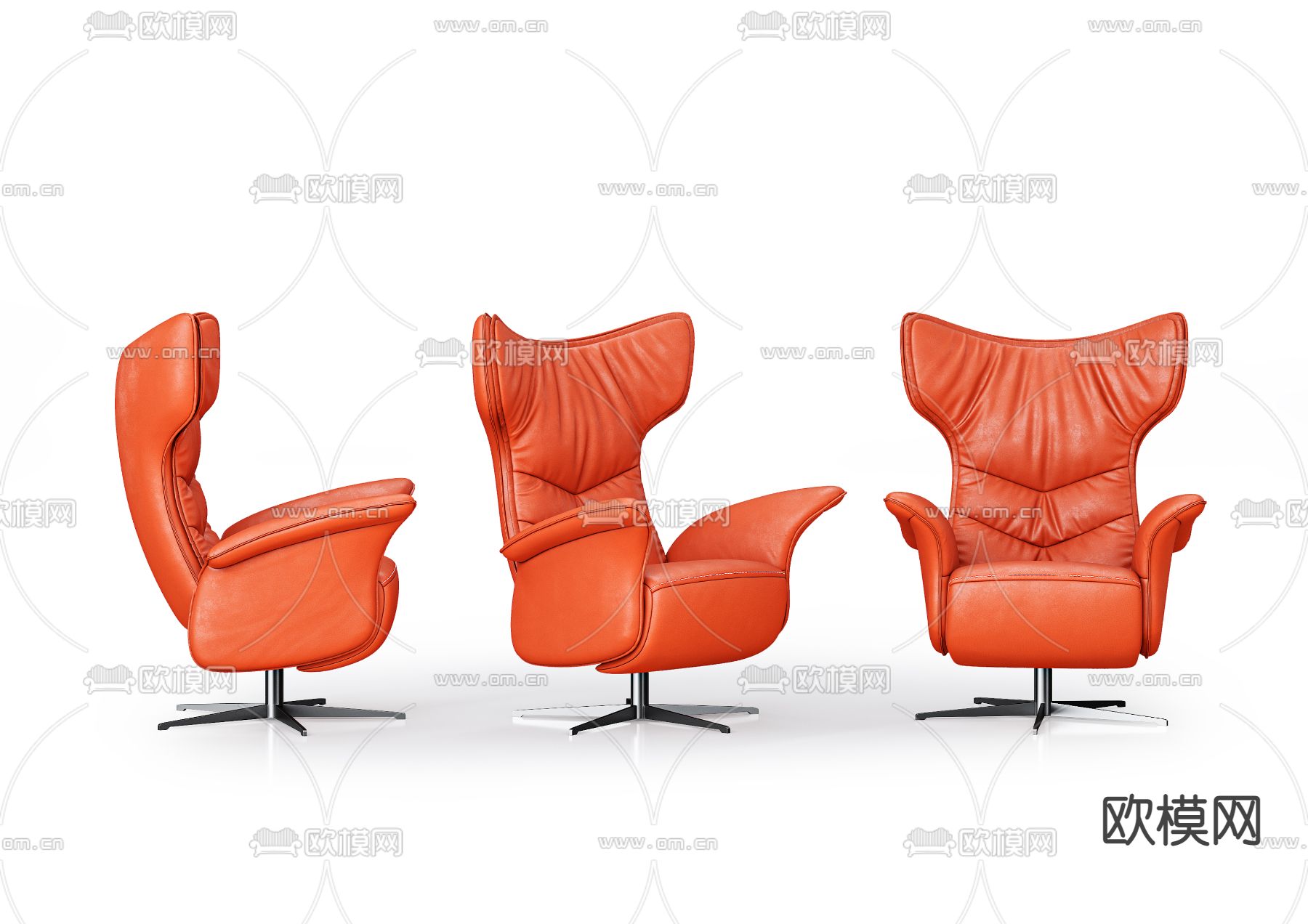 现代皮革办公椅3d模型下载（渲染图1）