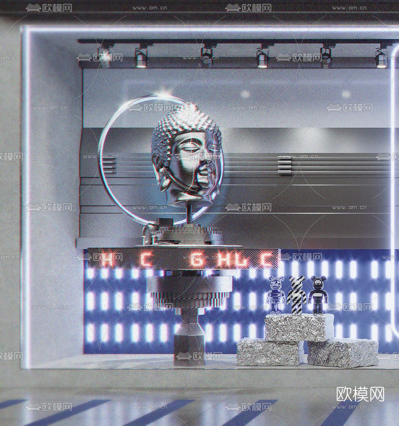 现代潮牌服装店橱窗3d模型下载（渲染图2）