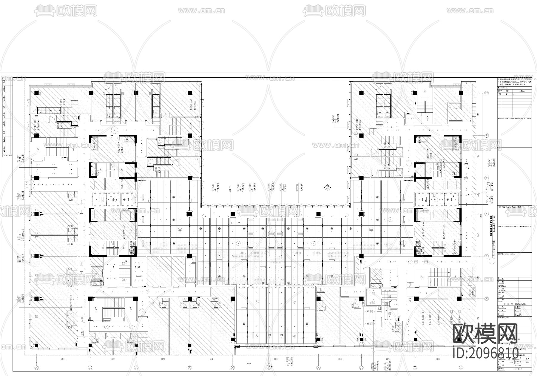 某酒店办公大楼大堂公区电梯厅CAD施工图+效果图下载（渲染图5）
