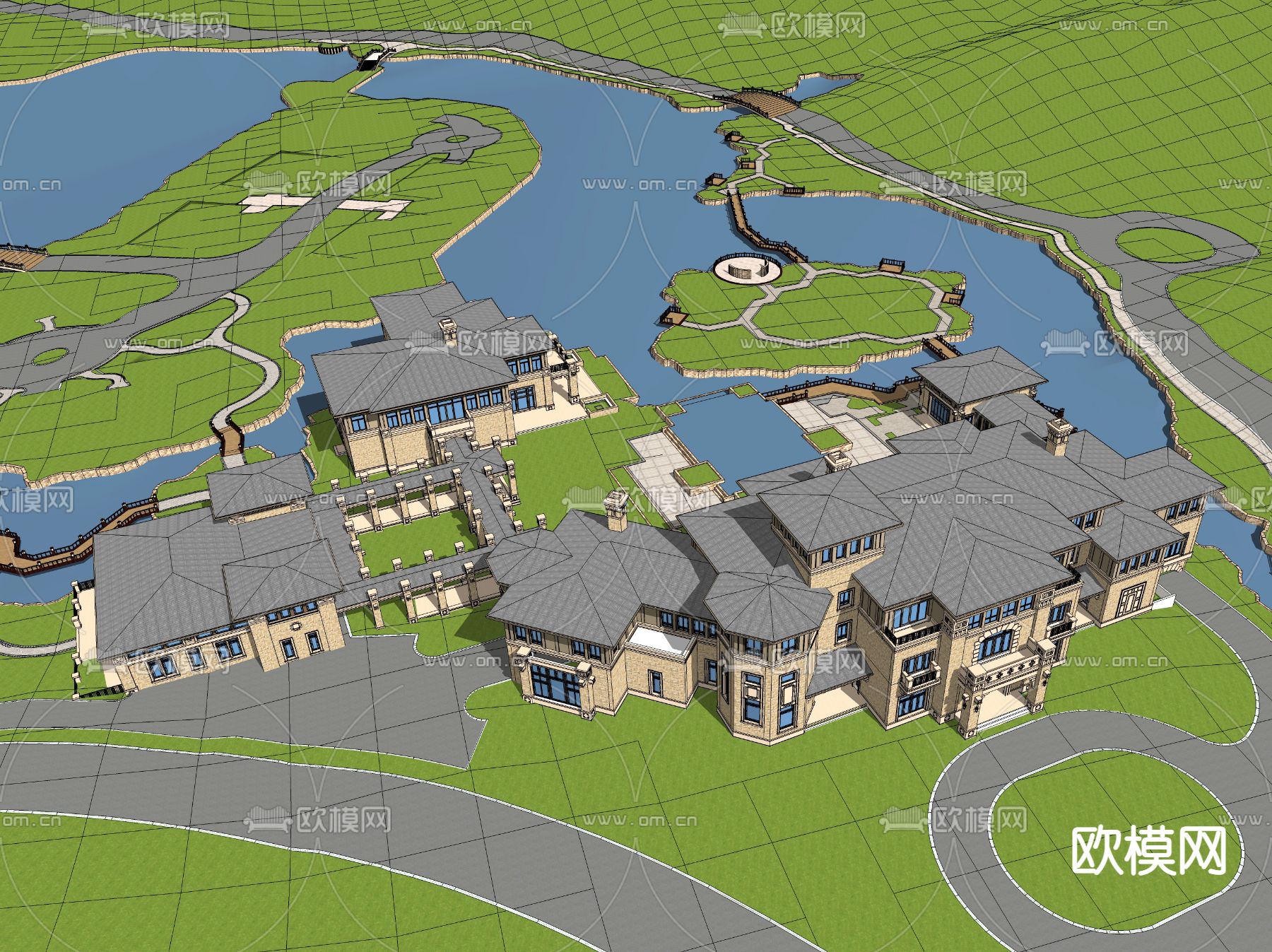 简欧会所su模型下载（渲染图3）