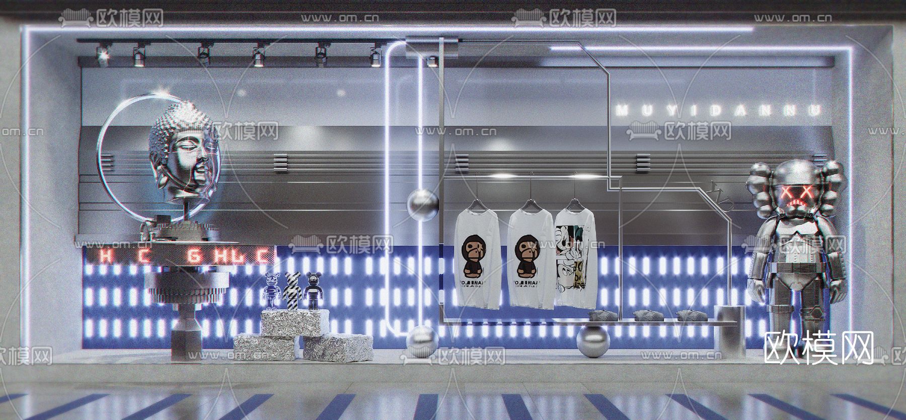 现代潮牌服装店橱窗3d模型下载（渲染图4）