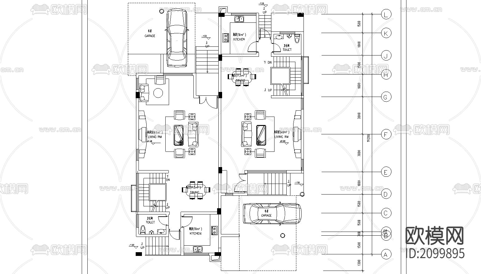 两套不同别墅设计及CAD施工图下载（渲染图3）