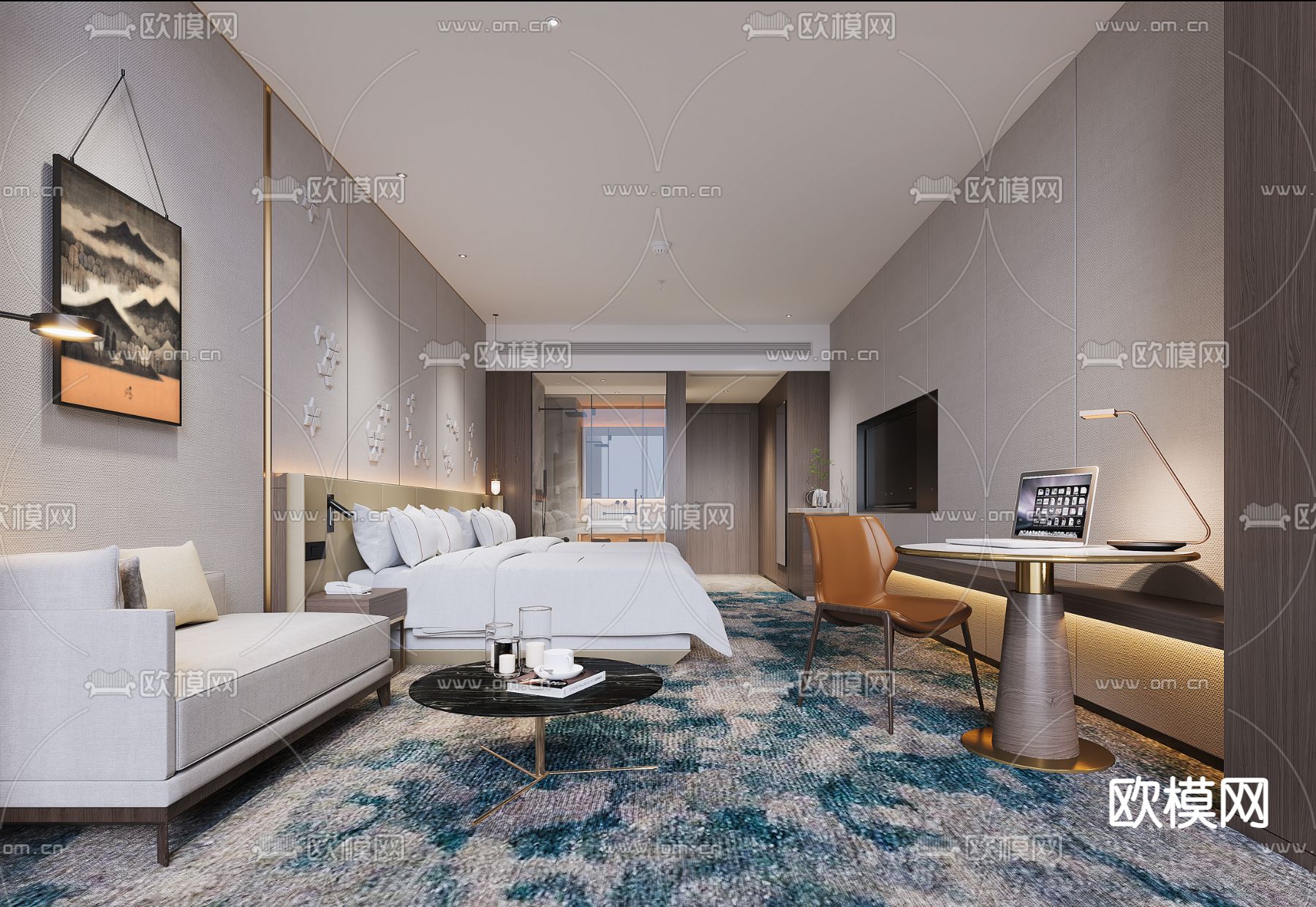 现代酒店客房3d模型下载_ID11931914_3dmax免费模型-欧模网
