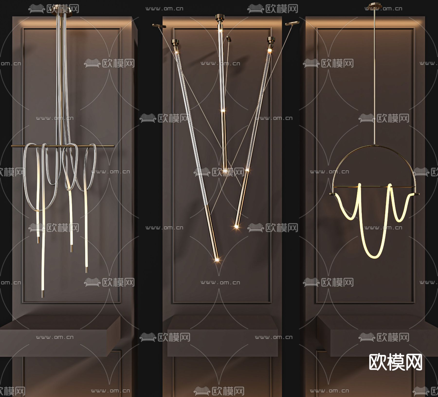现代床头轻奢吊灯su模型下载（渲染图1）