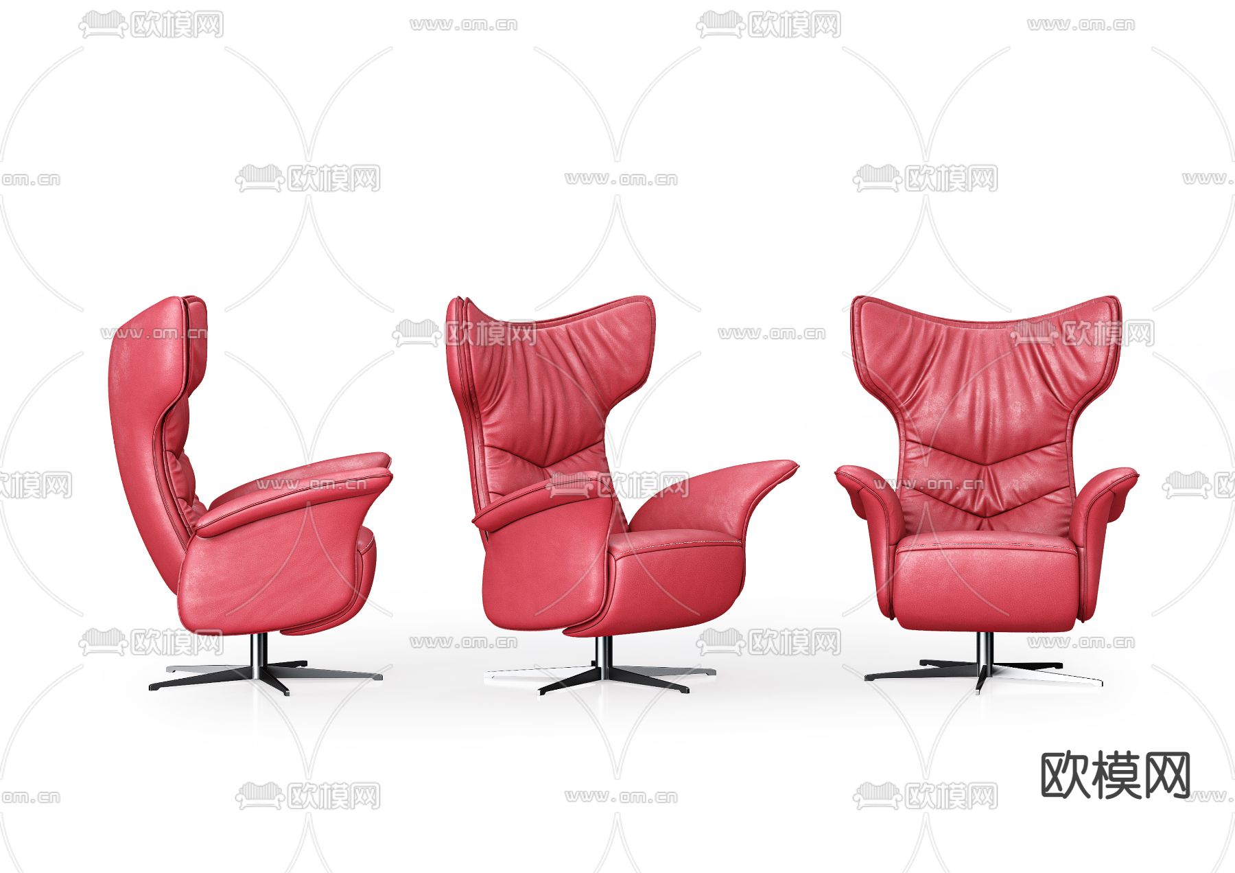 现代皮革办公椅3d模型下载（渲染图3）