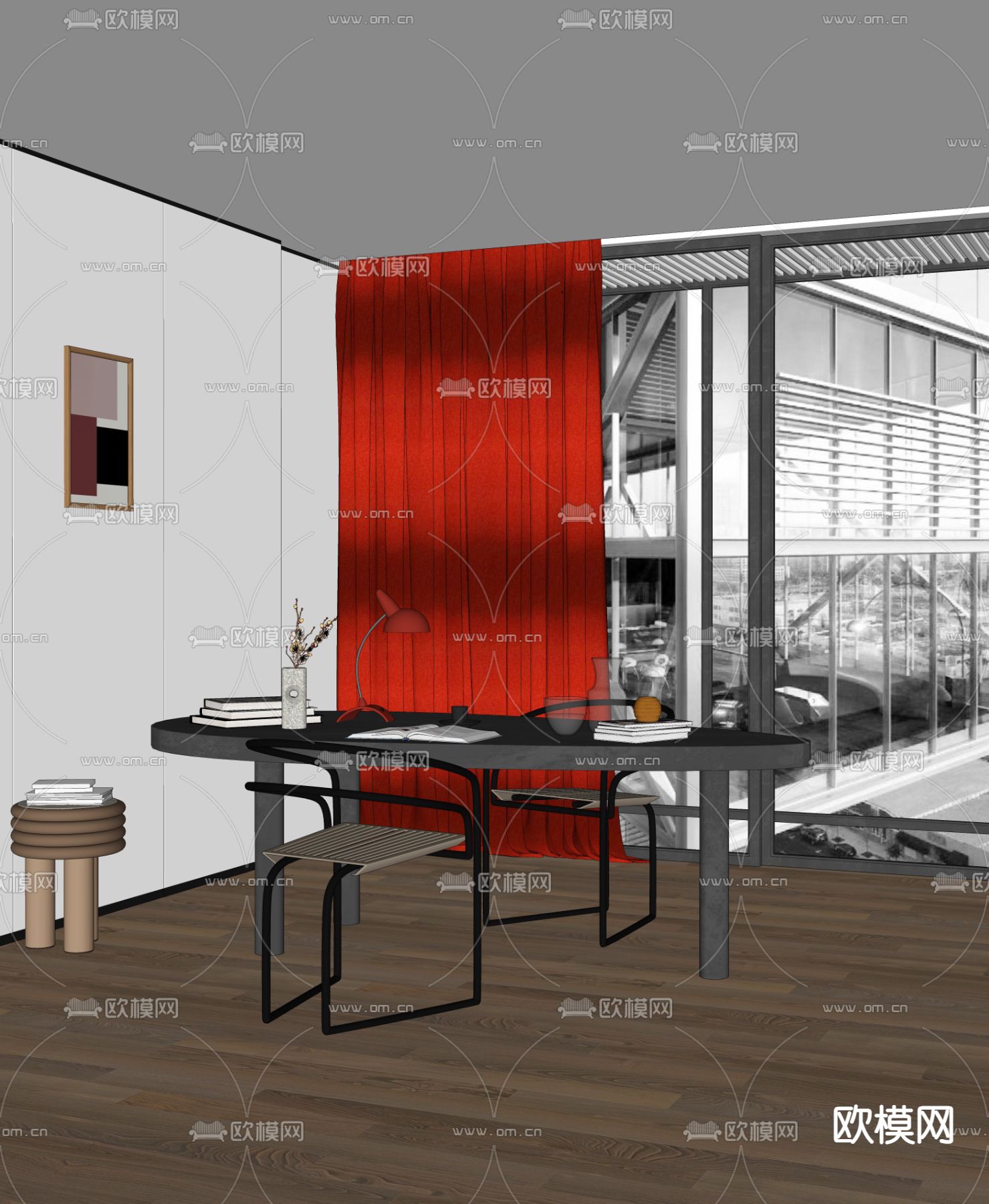 北欧书房su模型下载（渲染图2）