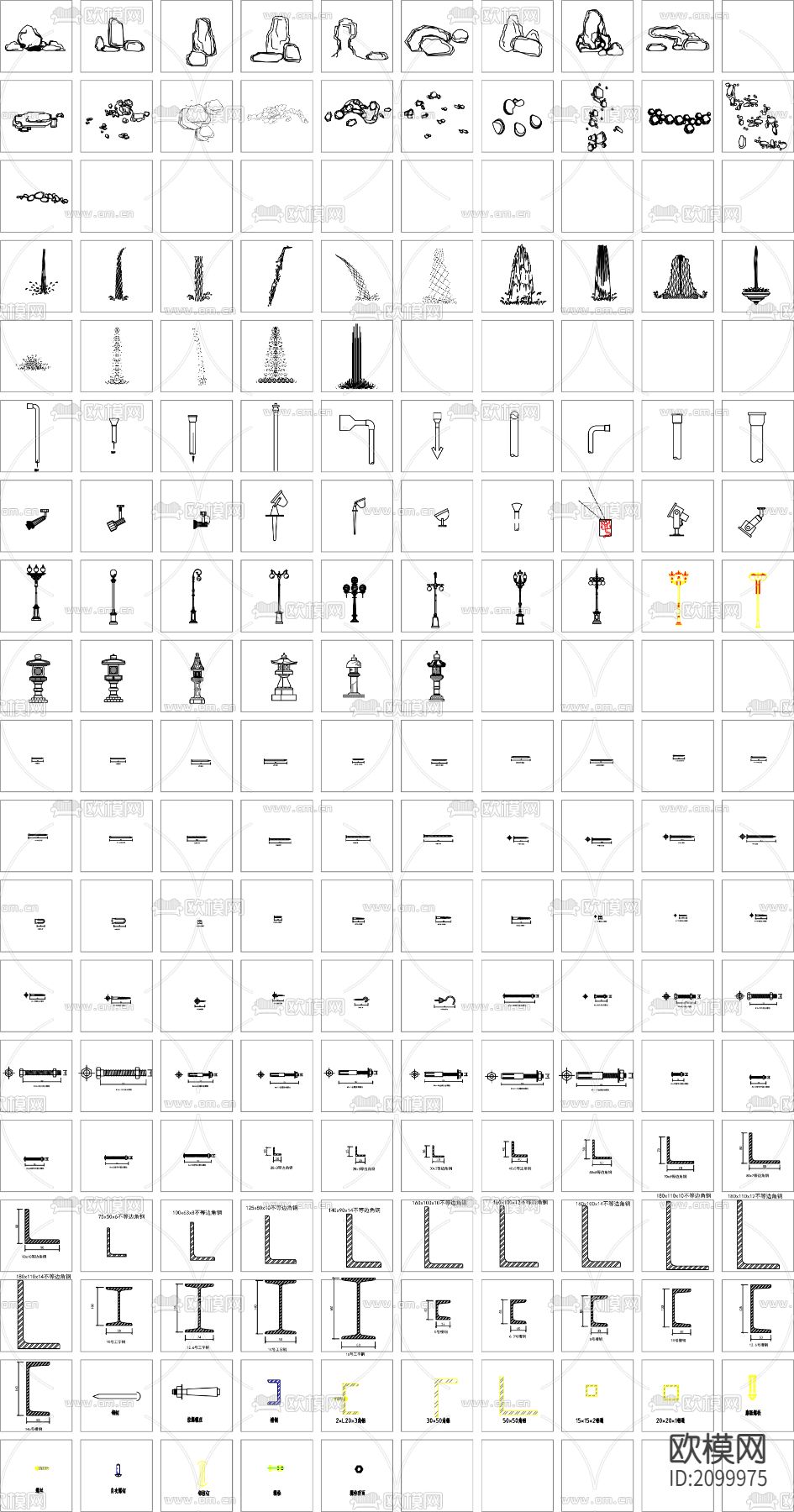 石水灯五金CAD图库下载