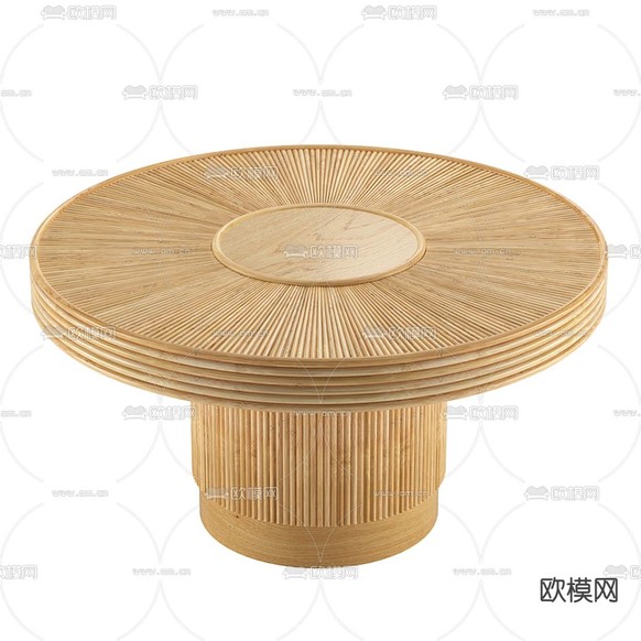 北欧原木子母茶几3d模型下载(渲染图3)