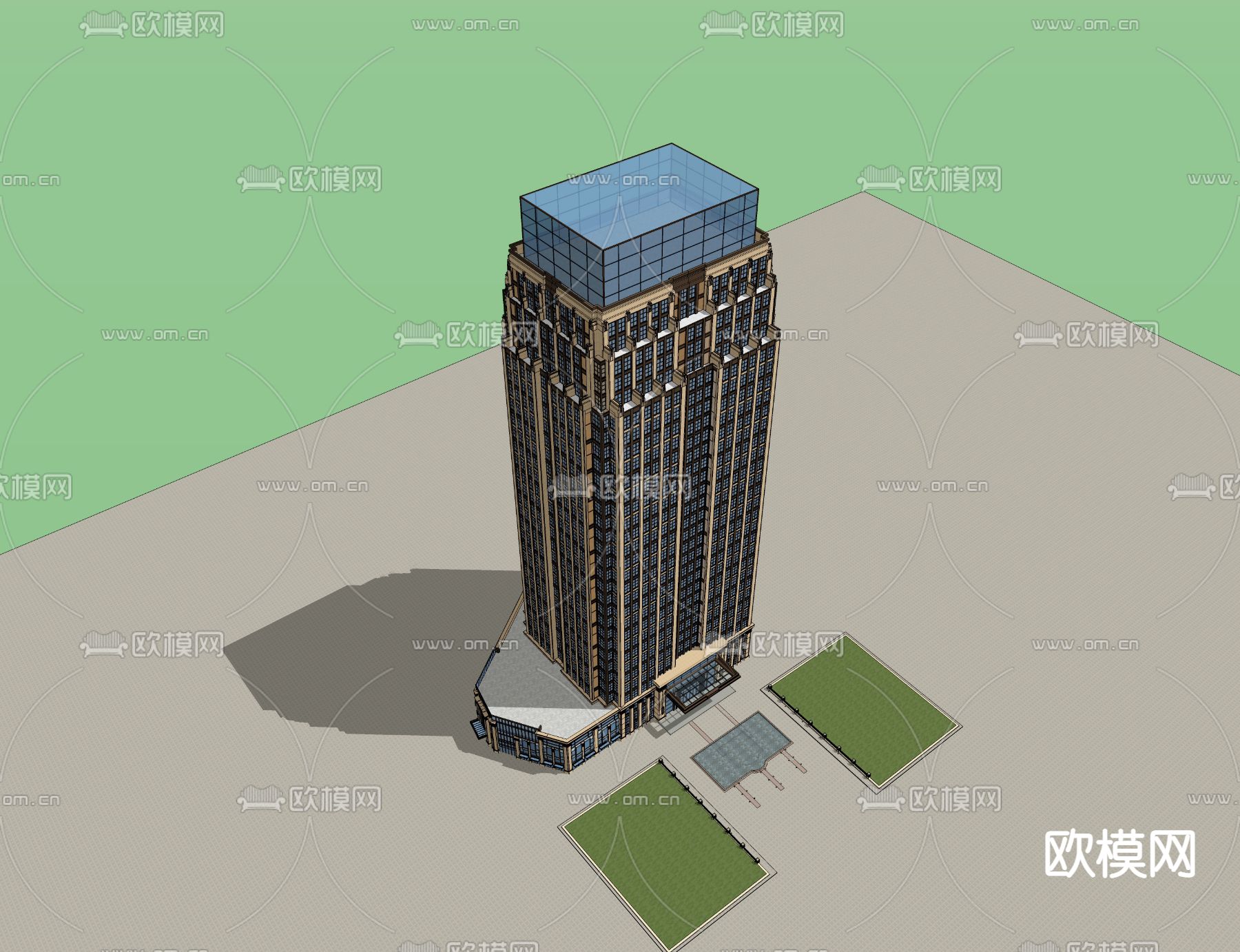 现代办公入口su模型下载（渲染图3）