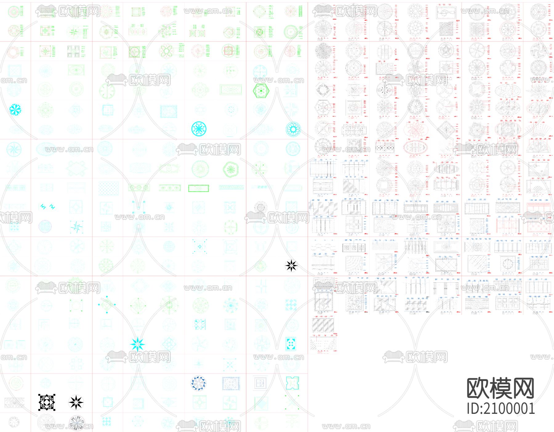 地面拼花图案350款CAD图库下载