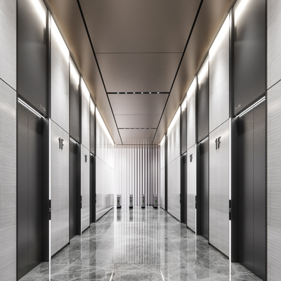  现代公司电梯间su模型 