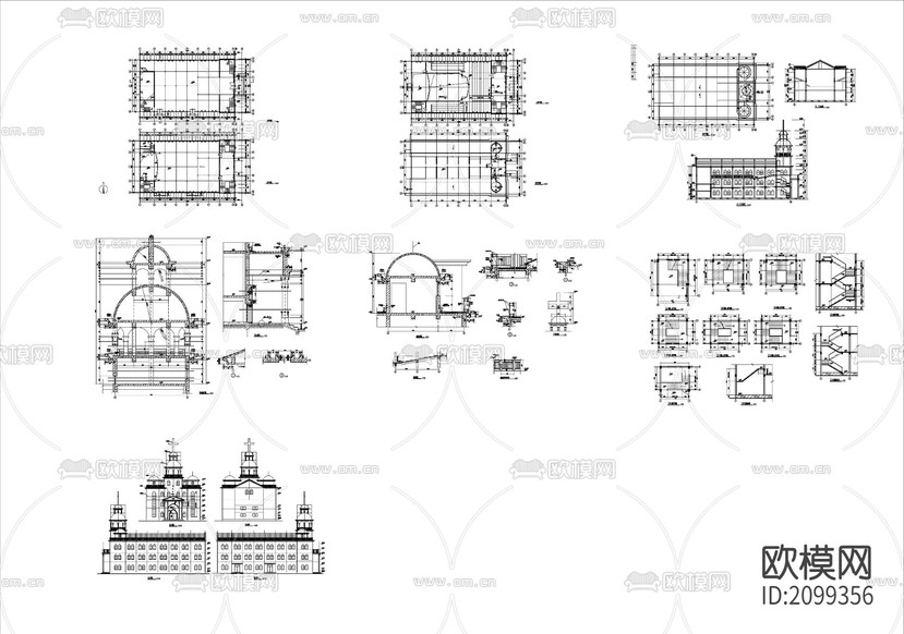 教堂建施CAD施工圖下載