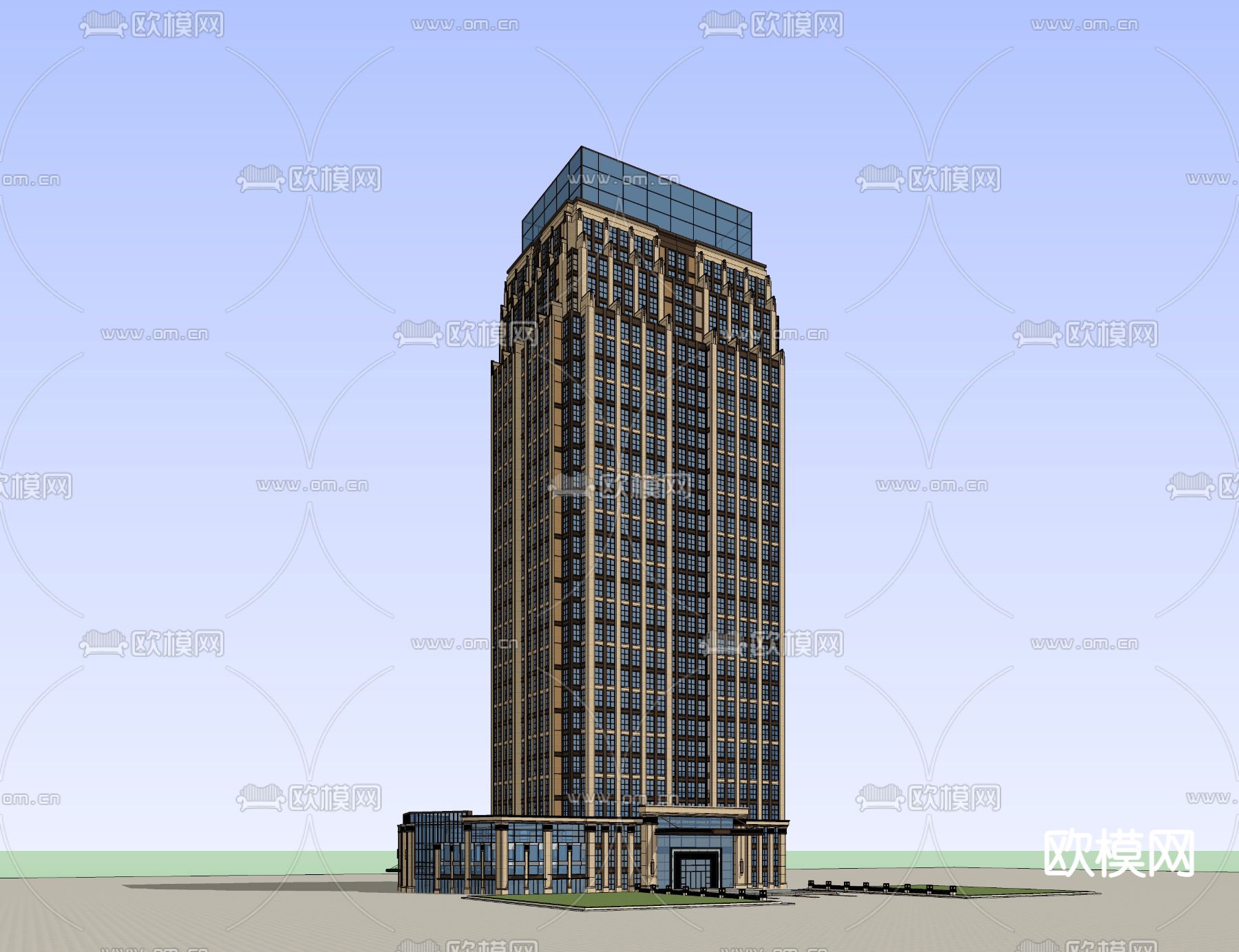 现代办公入口su模型下载（渲染图4）