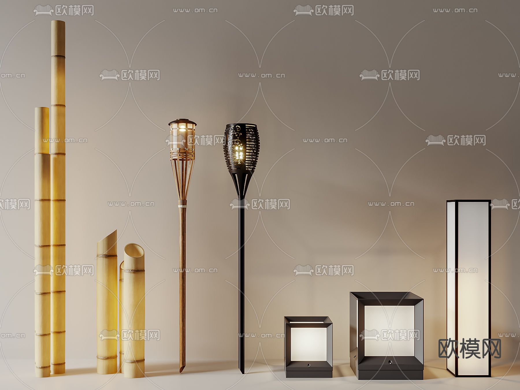 中式景观灯su模型下载（渲染图1）