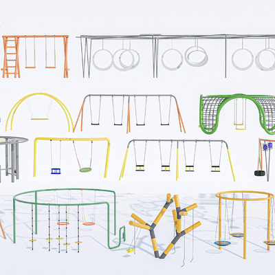  现代户外秋千su模型 