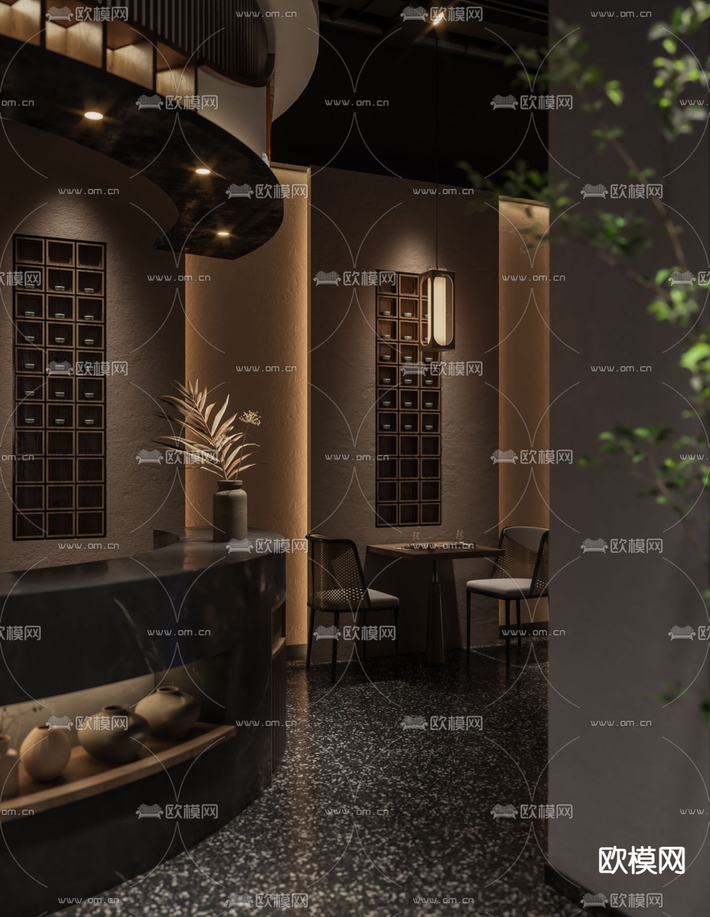 新中式中餐厅3d模型下载（渲染图4）