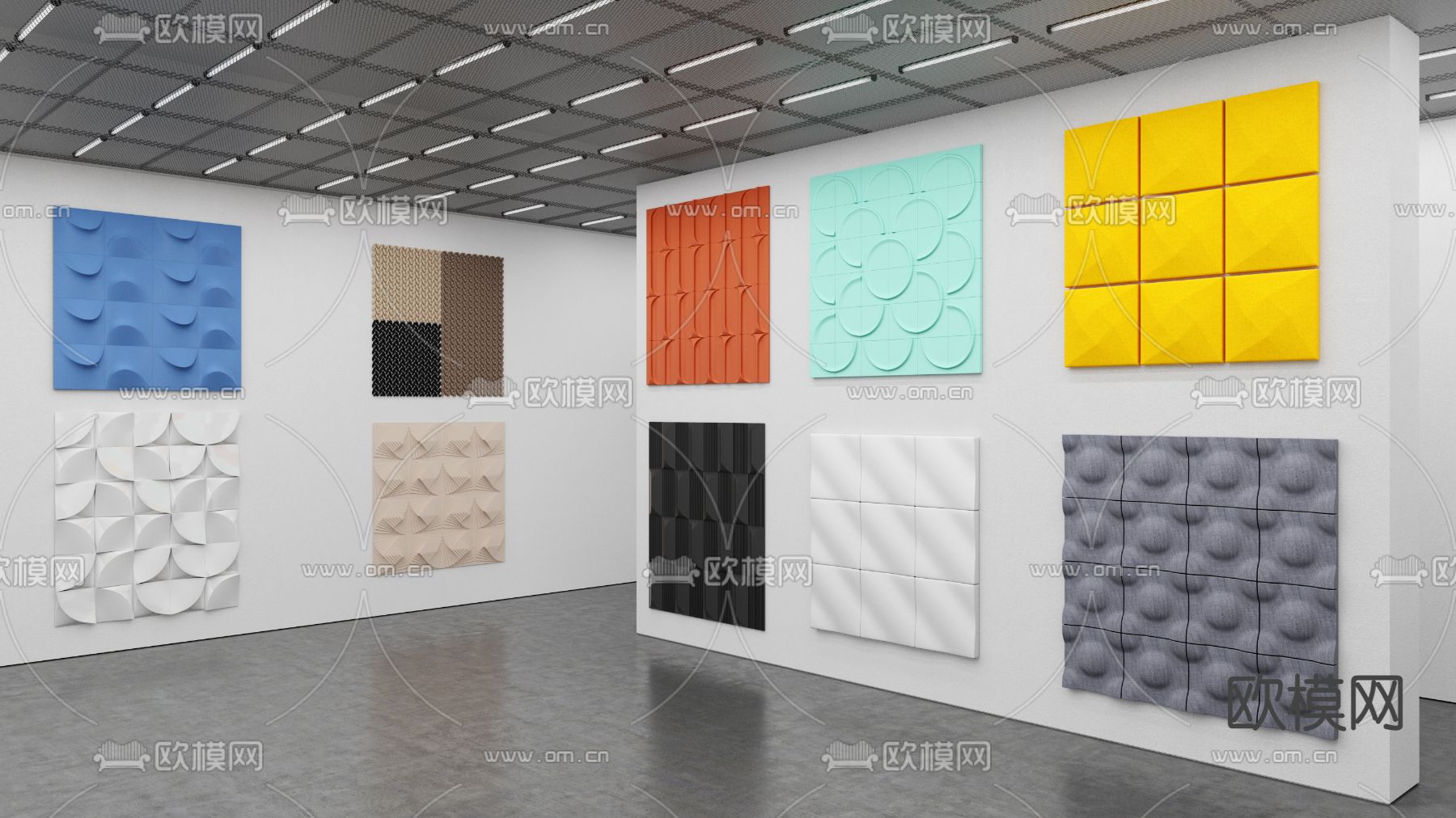 现代立体墙砖展厅3d模型下载（渲染图2）