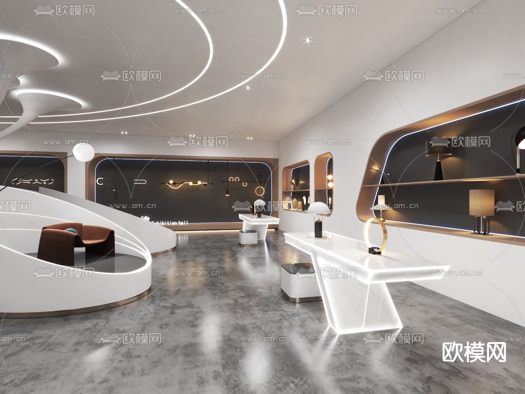 现代灯具展厅3d模型