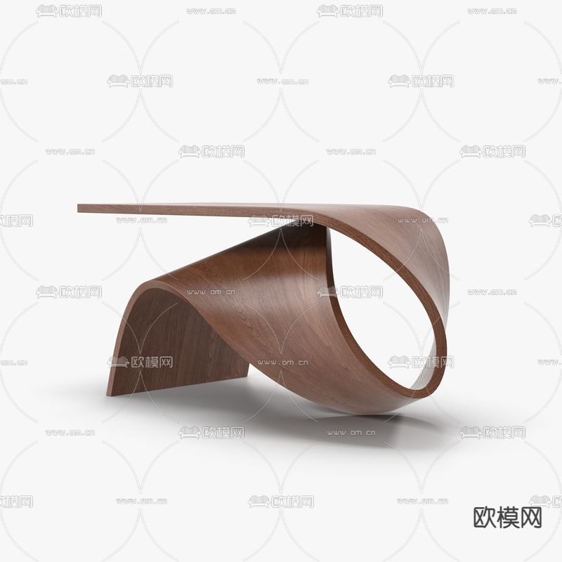 现代简约异形实木办公桌免费3d模型下载