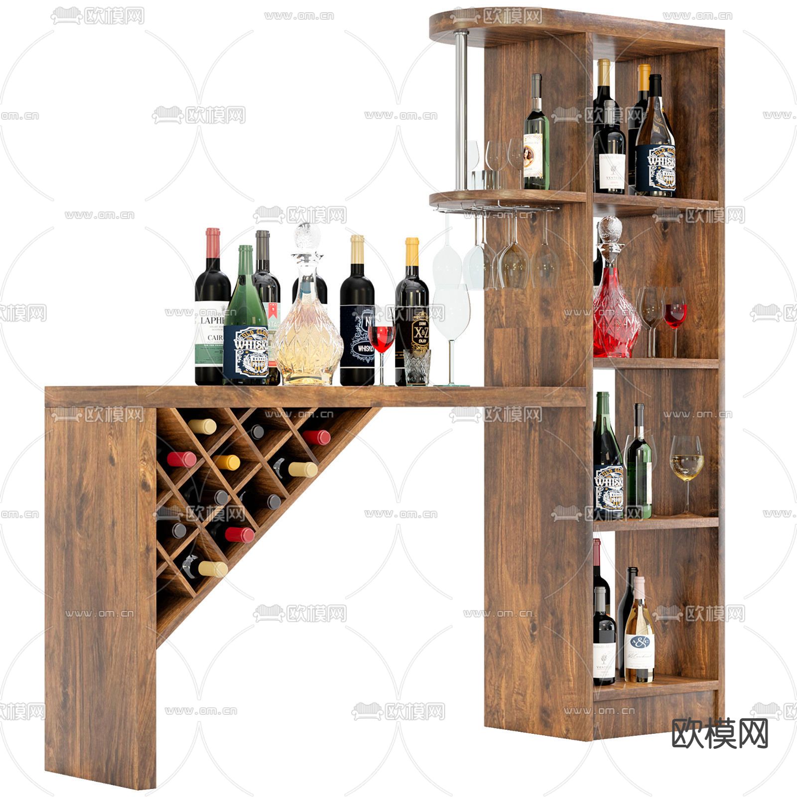 现代实木酒柜3d模型下载（渲染图4）