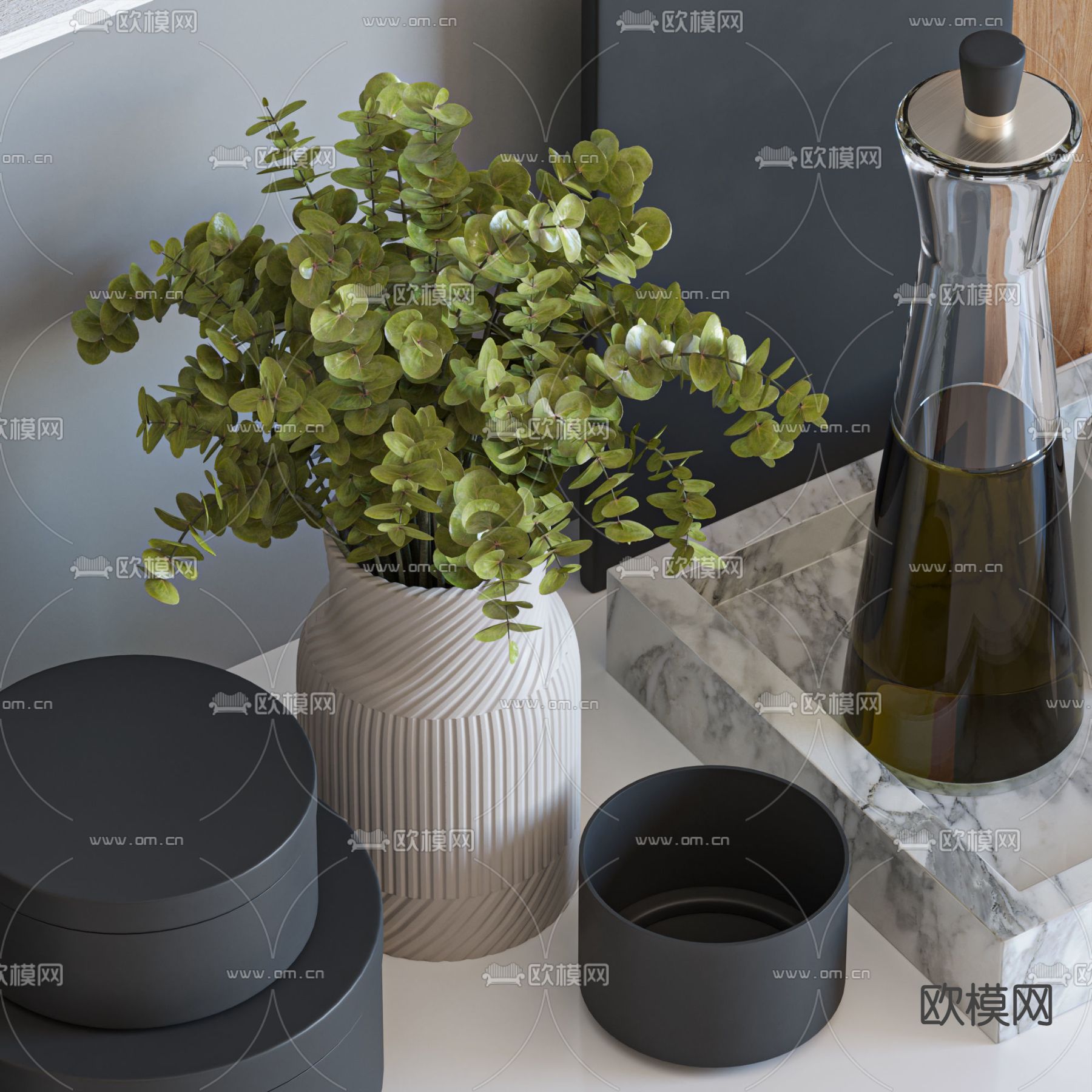 北欧调料瓶厨房器具3d模型下载（渲染图3）