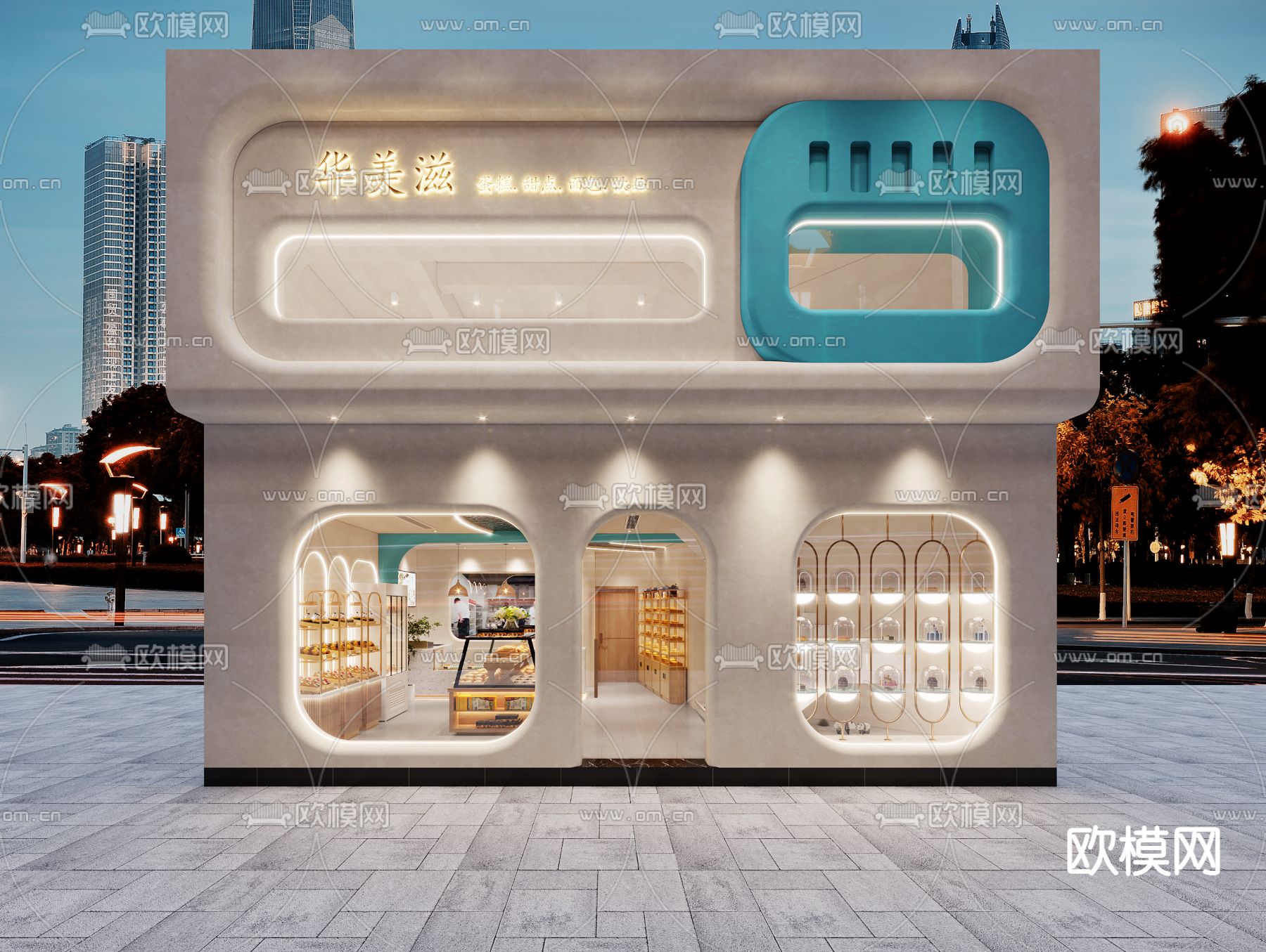 现代轻奢烘焙面包店3d模型下载（渲染图1）